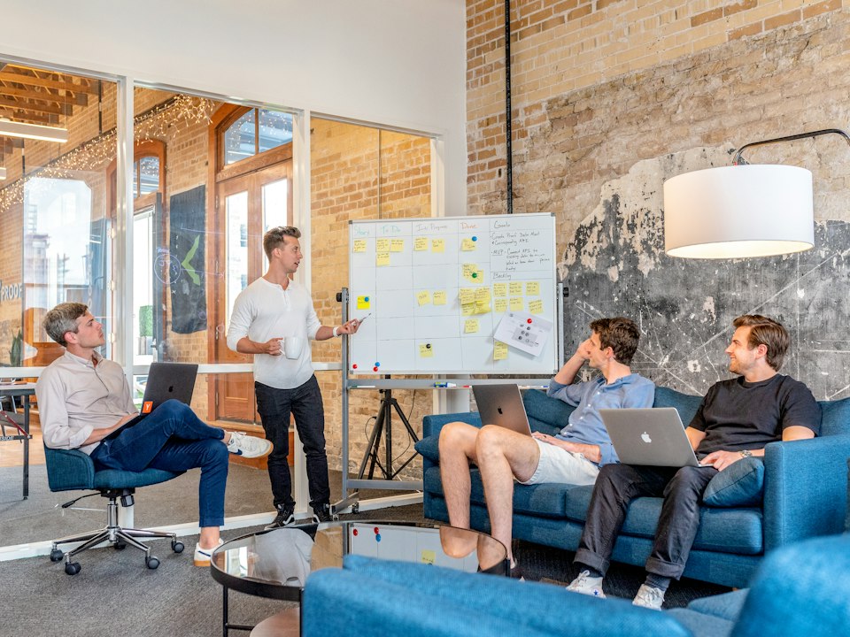 Creative team reviewing campaign work