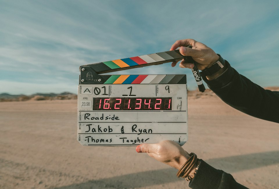 Film camera on a movie set